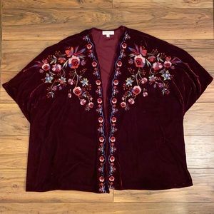 Umgee embroidered Velvet Poncho/Cape